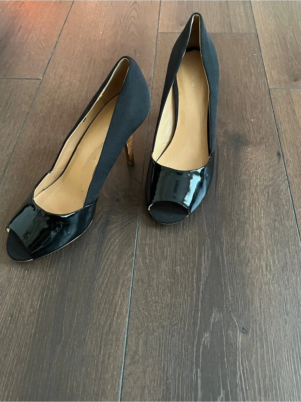 Tahari Black Patent Peep-Toe Heels